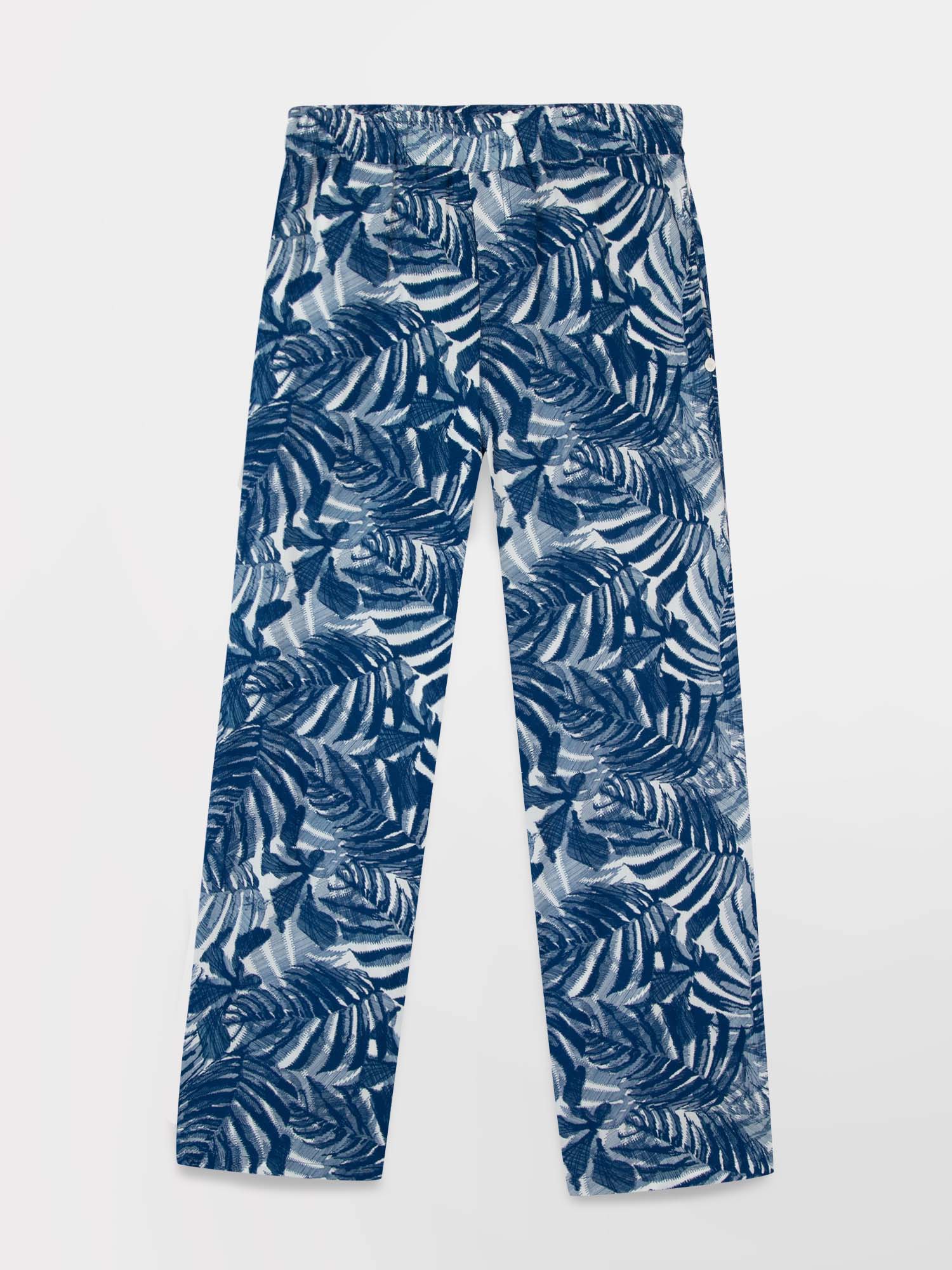 Pantalon Femme Fluide Taille Haute Elastiquée Bleu