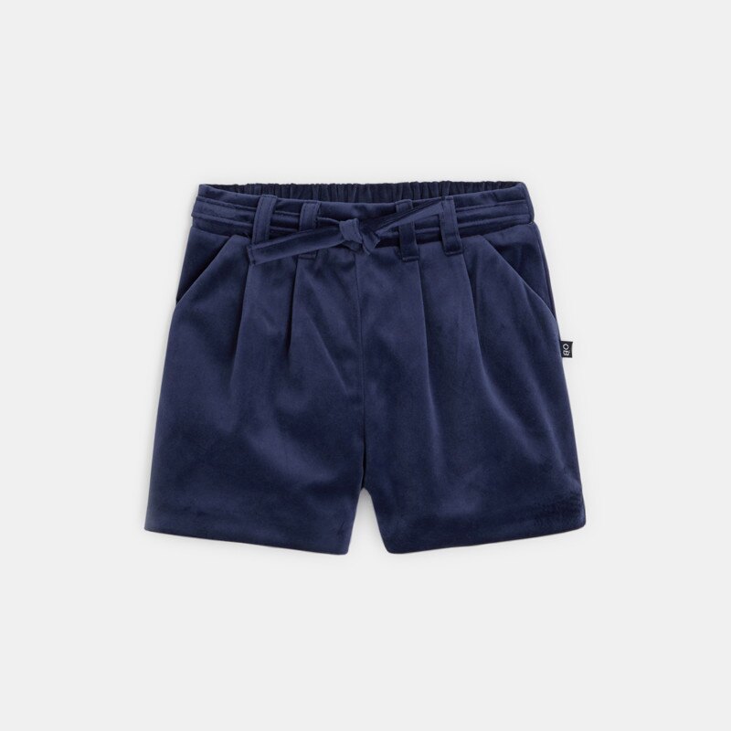 Short velours lisse à plis bleu bébé fille Bleu