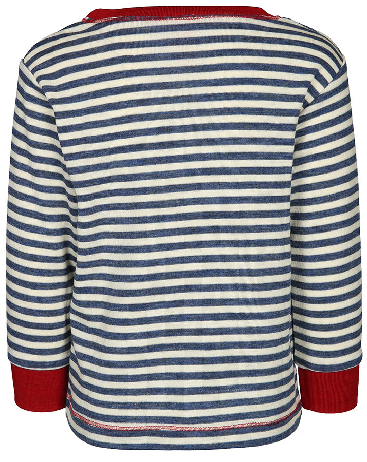 Woll-Langarmshirt BAKids gestreift in graublau melange