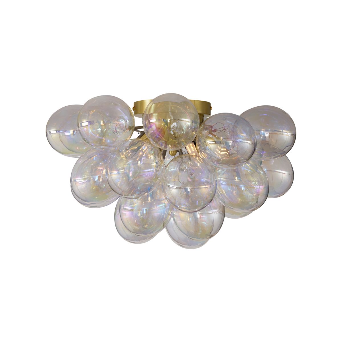 Design plafondlamp messing met regenboog glas 6-lichts - Uvas
