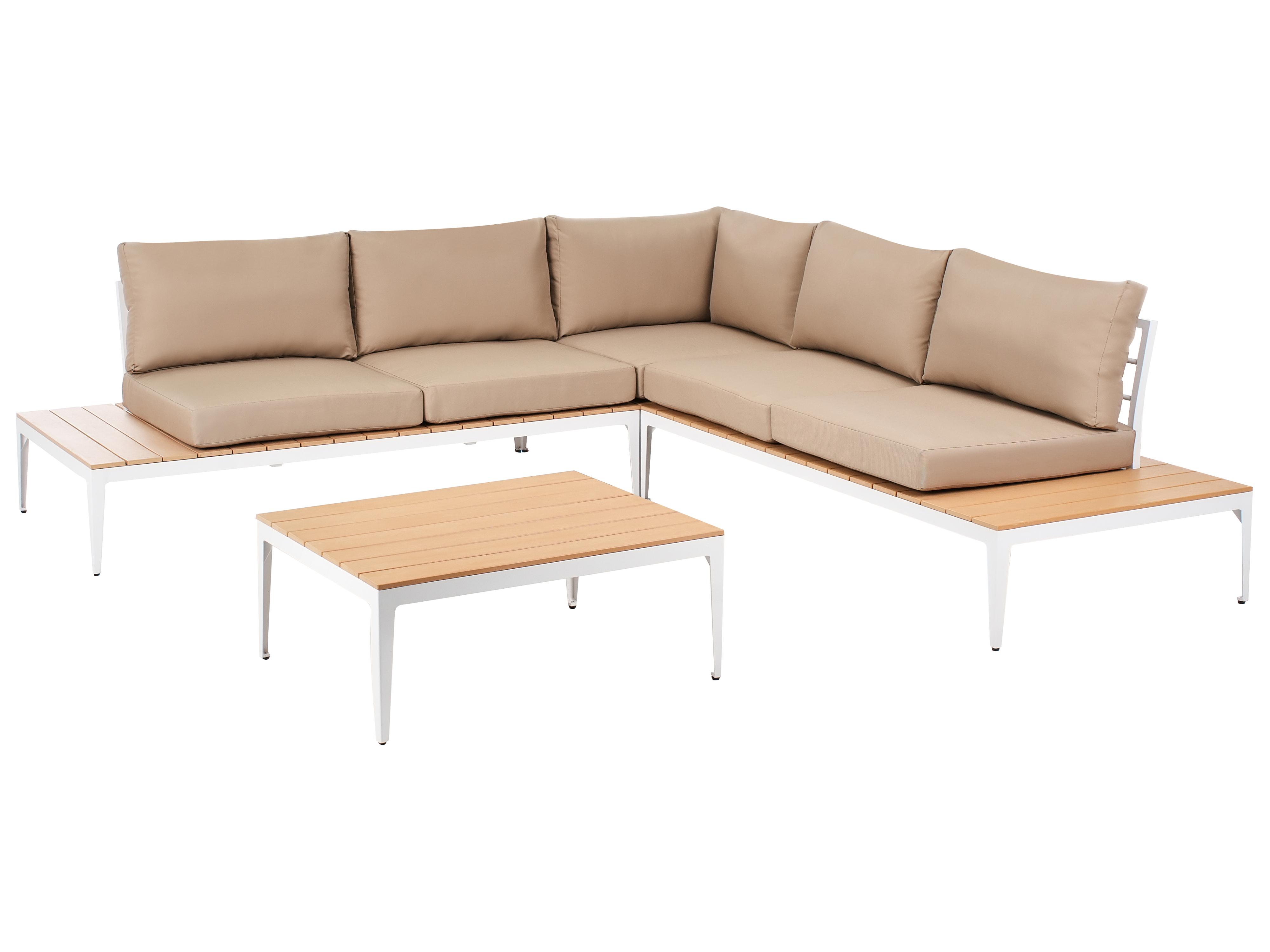 Tuin hoekloungeset met tafel 5-zits POSITANO Lichtbruin