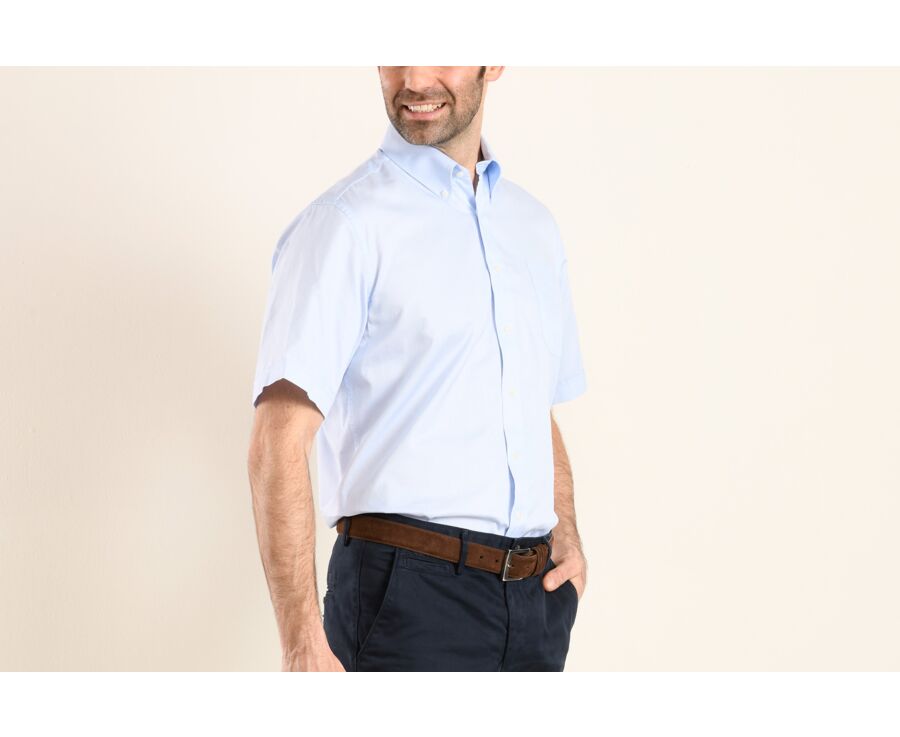 Chemise coton bleu pâle - Col américain - PATRICK MC
