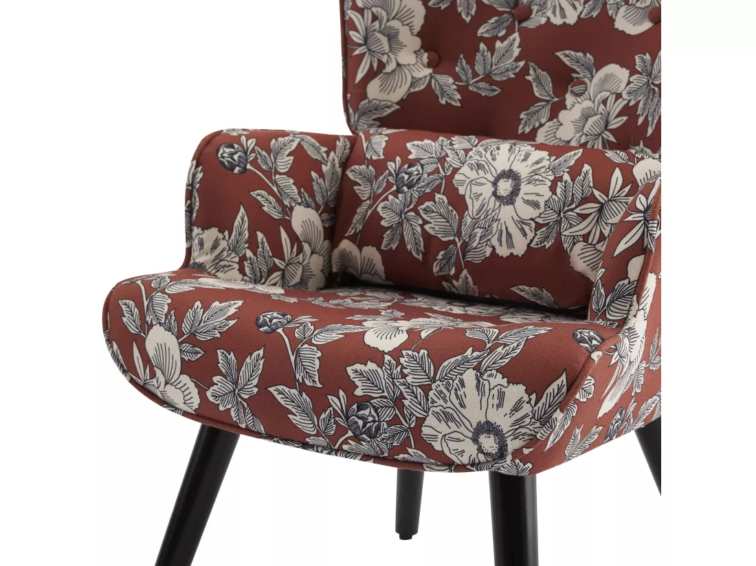 Fauteuil HomeMiYN avec Coussin et Tabouret - Chaise d'Angle Rustique pour le Salon