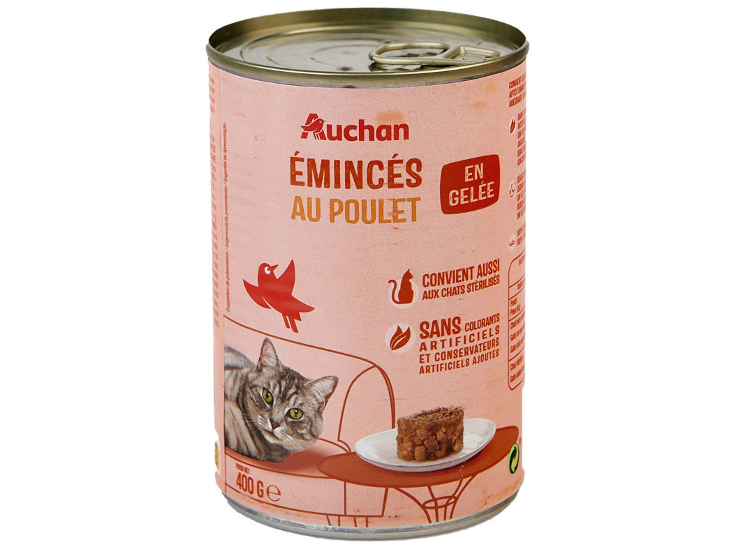 COMIDA HÚMIDA PARA GATO AUCHAN PEDAÇOS EM GELEIA COM FRANGO 400G