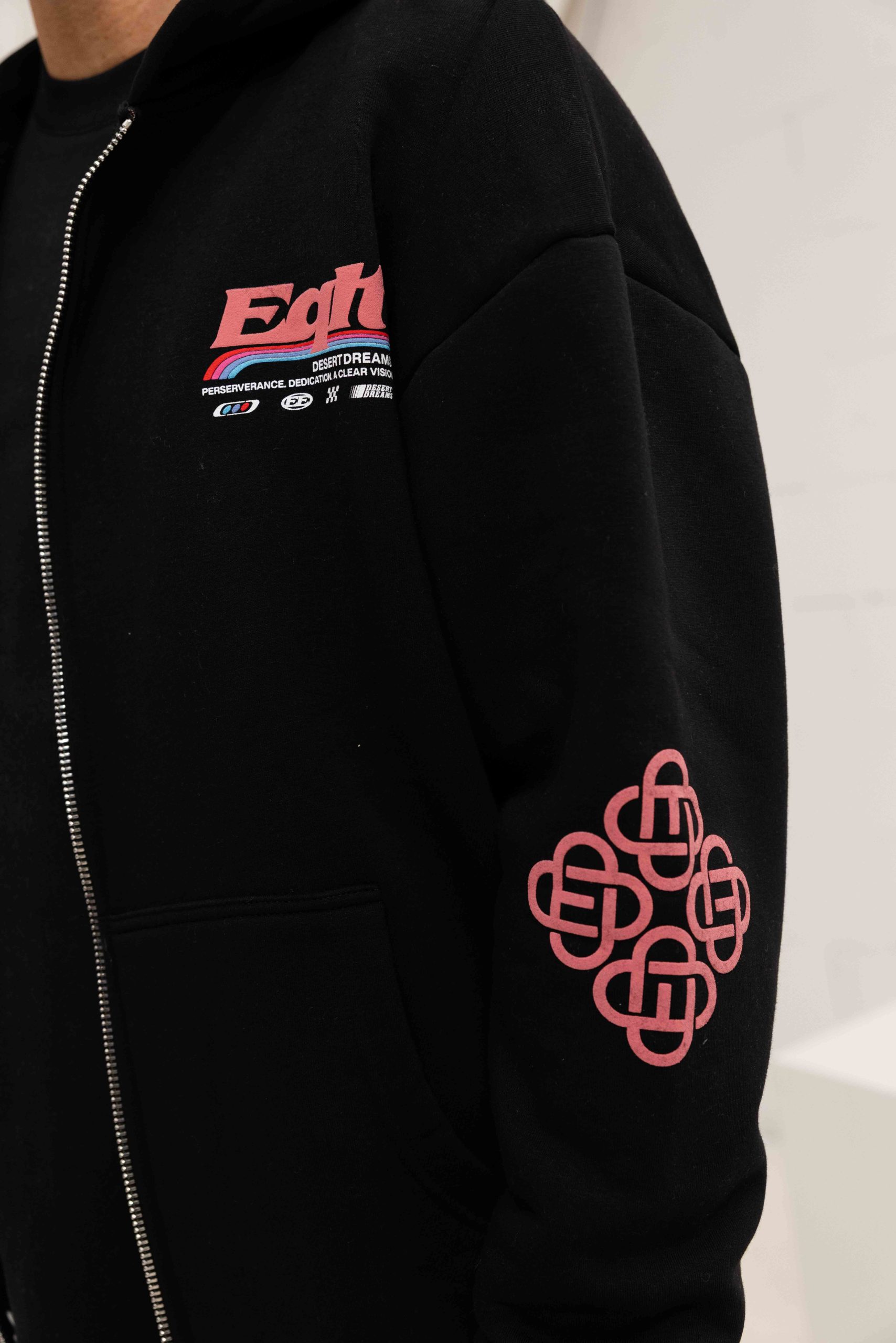 Equalité Desert Oversized Full Zip Hoodie Heren Zwart