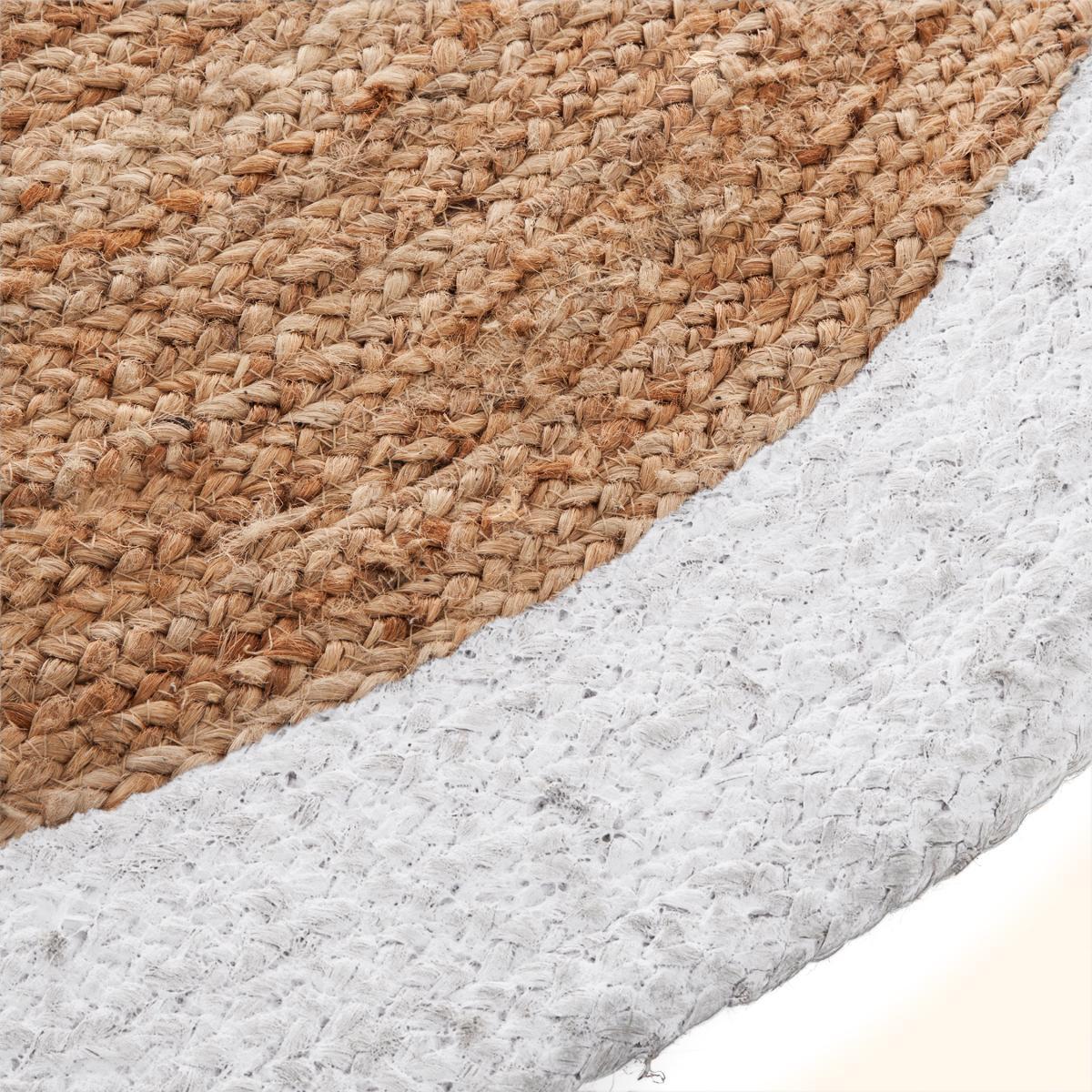TAPIS JUTE BORD BLANC D.120CM