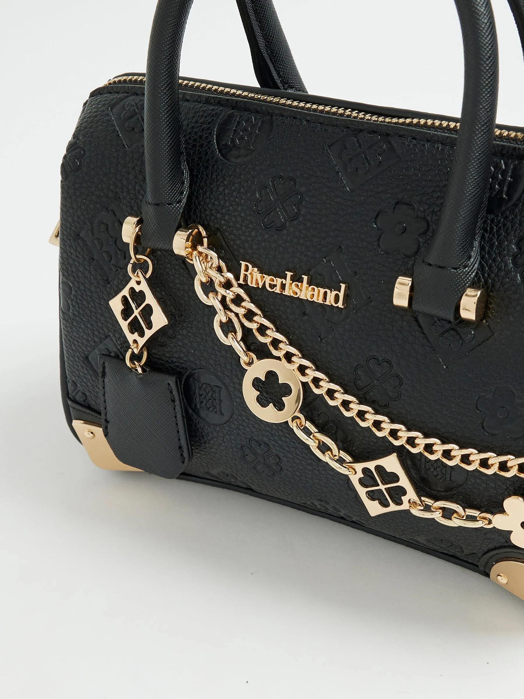 River Island Debossed Monogram Chain Bowler Bag