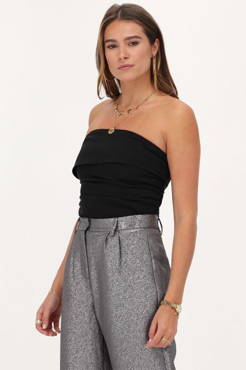 Zwarte corset top gedrapeerd