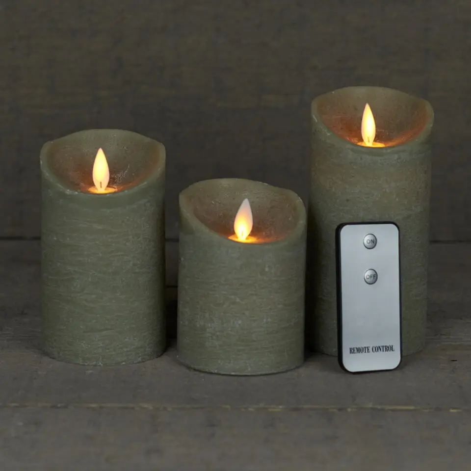 Anna's Collection LED kaarsen - 3x taupe - afstandsbediening