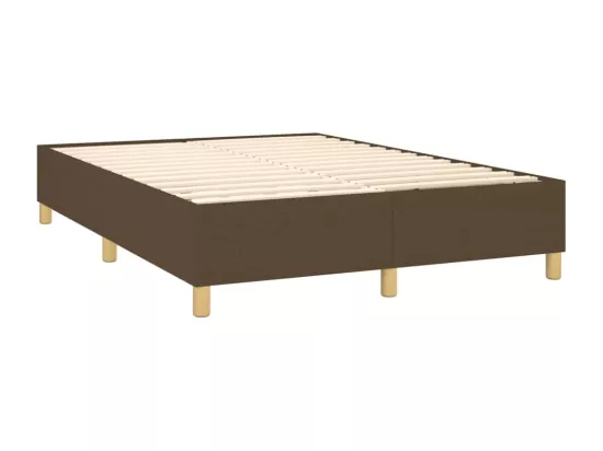 Sommier tapissier matelas et LED Marron foncé 140x190 cm Tissu