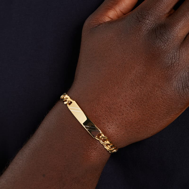 Zilveren goldplated bicolor heren plaatarmband