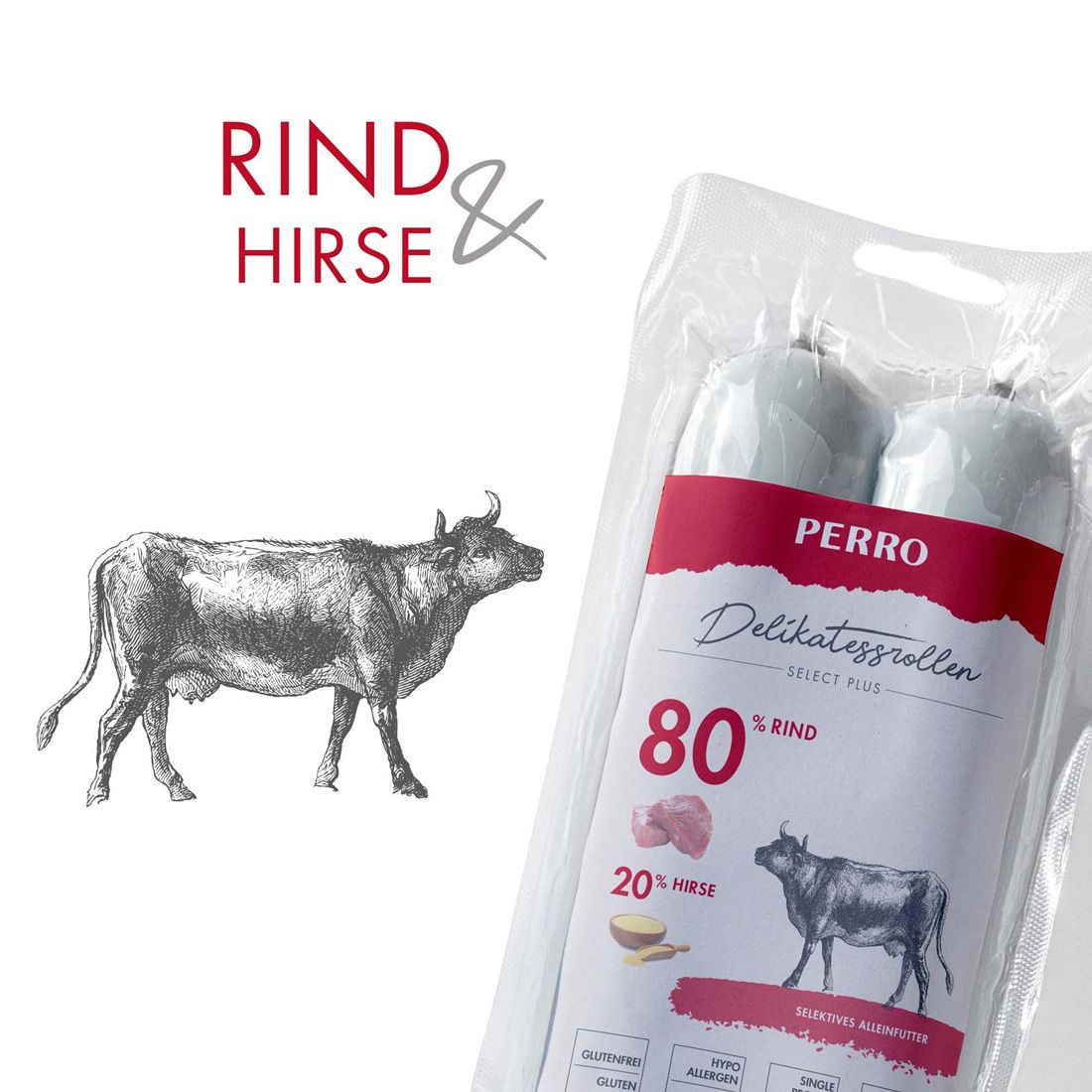 PERRO Delikatessrolle No.2 Rind + Hirse