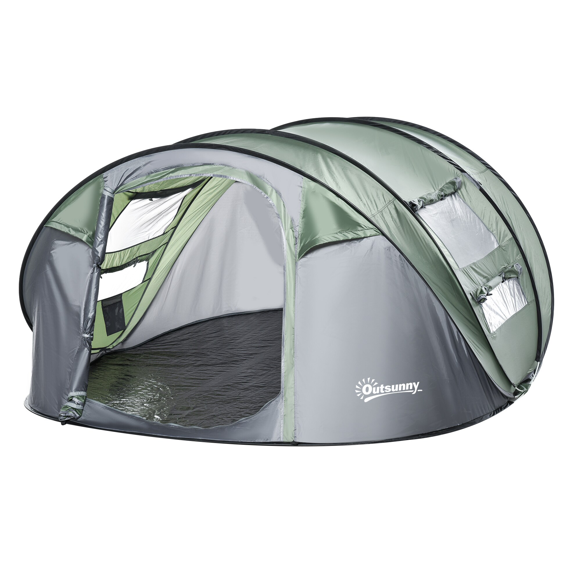 Outsunny Campingzelt für 4-5 Personen dunkelgrün, grau 263,5 x 220 x 123 cm (LxBxH)