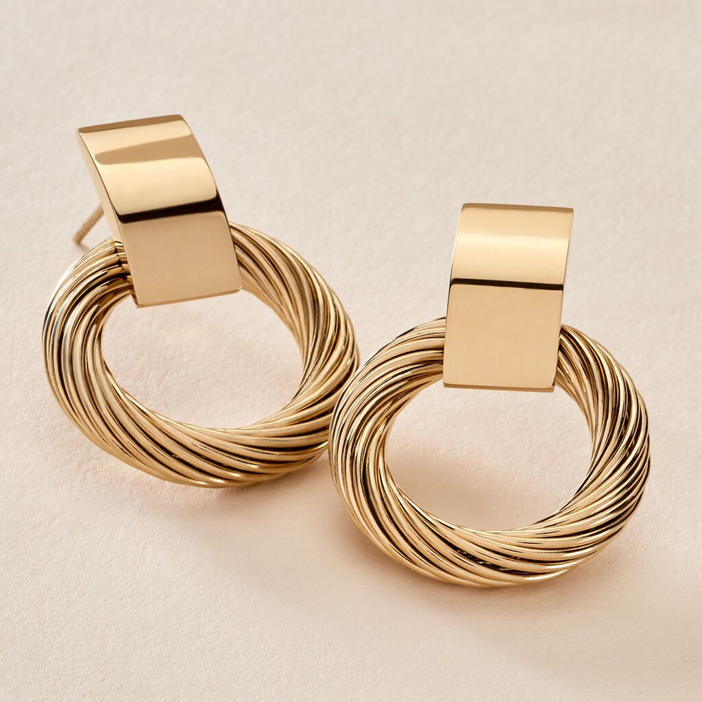 Boucles D'oreilles Hera Acier Dore Ziane Plaque Et Cercle