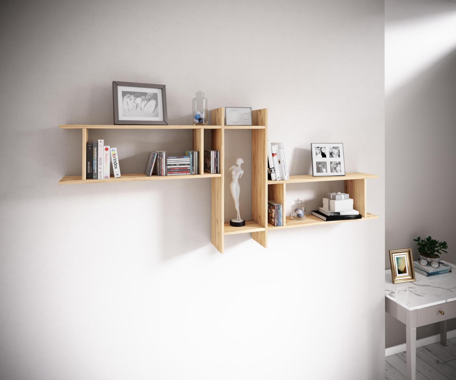 3er Wandregal-Set SIROLA MAXI - Honig-Eiche - 80 cm