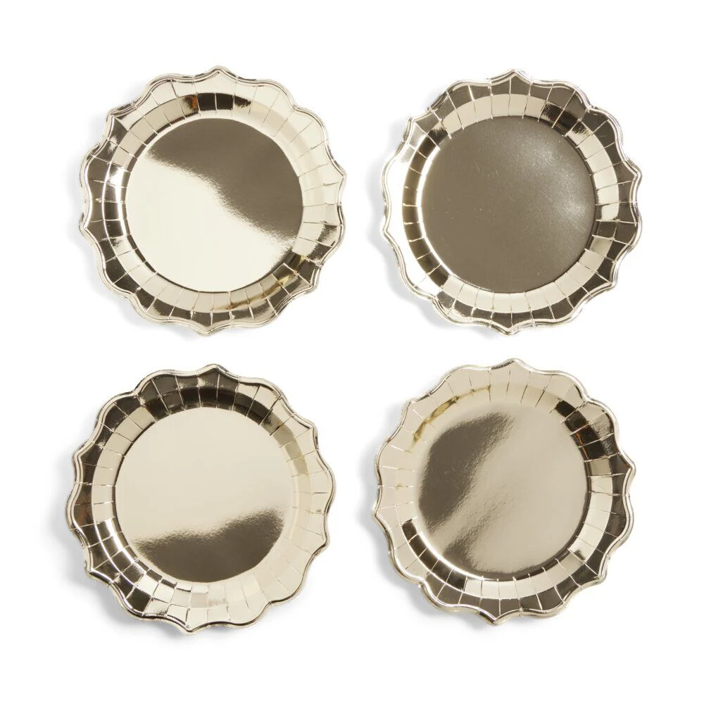 Plateau de présentation rond x4 carton métallisé doré Ø26cm
