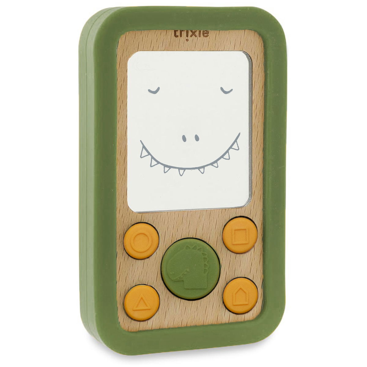 trixietrixie   Babytelefon aus Holz und Silikon Mr. Dino