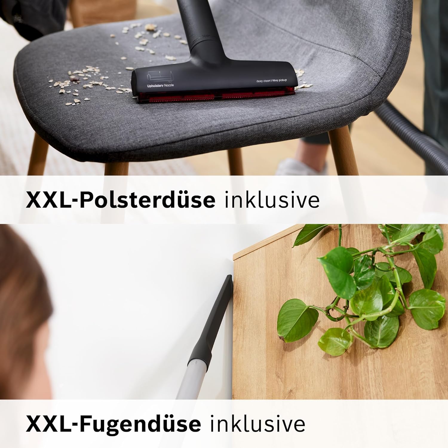 Bosch Staubsauger mit Beutel Serie 8 BGL75XPRQ, für Allergiker, Hygiene-Filter, 10 Jahre Motorgarantie, Hartbodendüse, XXL-Polsterdüse, XXL-Fugendüse, langes Kabel, Made in Germany, leise, 750 W, grau