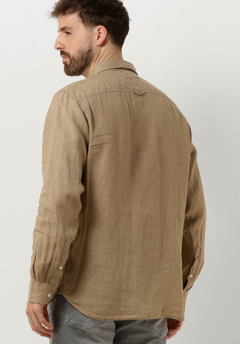 TOMMY HILFIGER beige tommy hilfiger casual overhemd pigment dyed li solid rf shirt