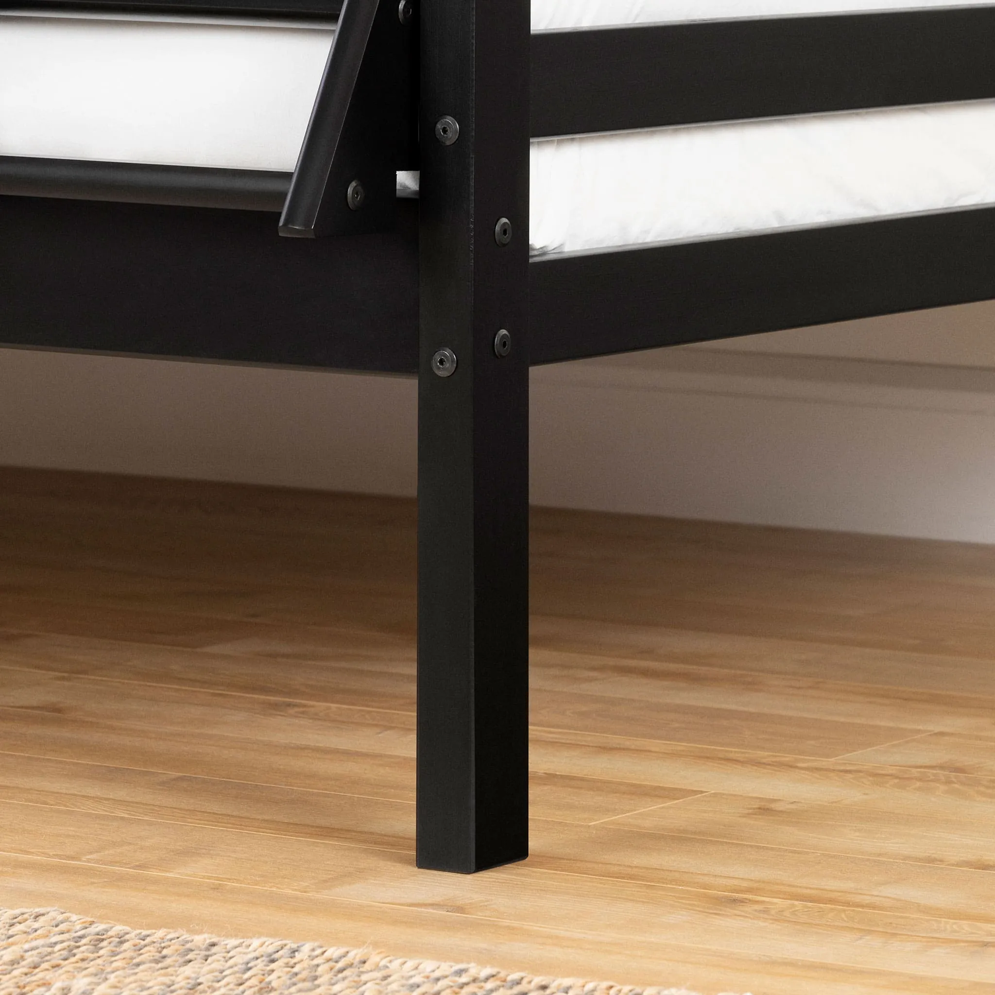South Shore Lits Superposés en Bois Massif - Induzy Noir mat