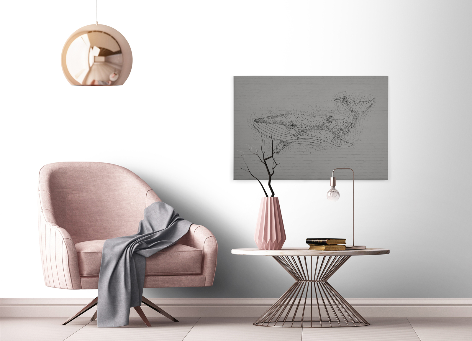 Leinwandbild WAL - grau - 90x60 cm