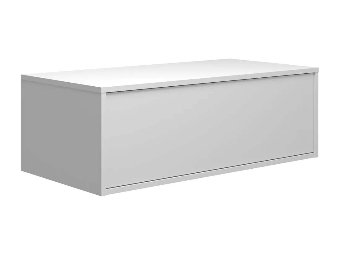 Meuble de salle de bain suspendu avec vasque ronde - 1 tiroir blanc et 2 niches naturel clair - 94 cm - TEANA II