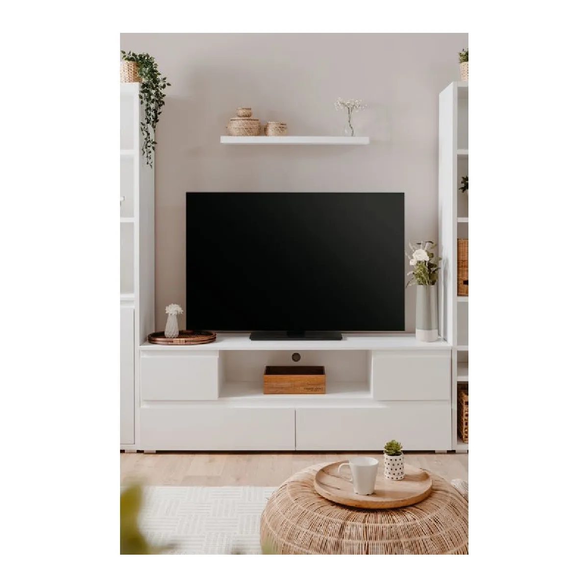 Mes Meuble TV blanc 4 tiroirs - MITZ