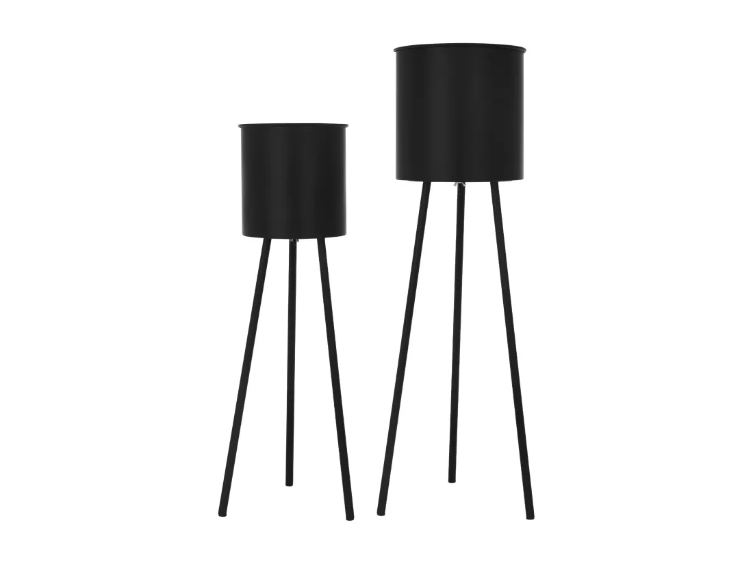 ML-Design Porte-fleurs Lot de 2, noir, 22x22,5x66 cm/23x26x79 cm, en acier, structure métallique Porte-plantes, support de pots de fleurs 2 pièces, support de pots de fleurs, tabouret de fleurs Pot de plantes Déco Support de pots de plantes