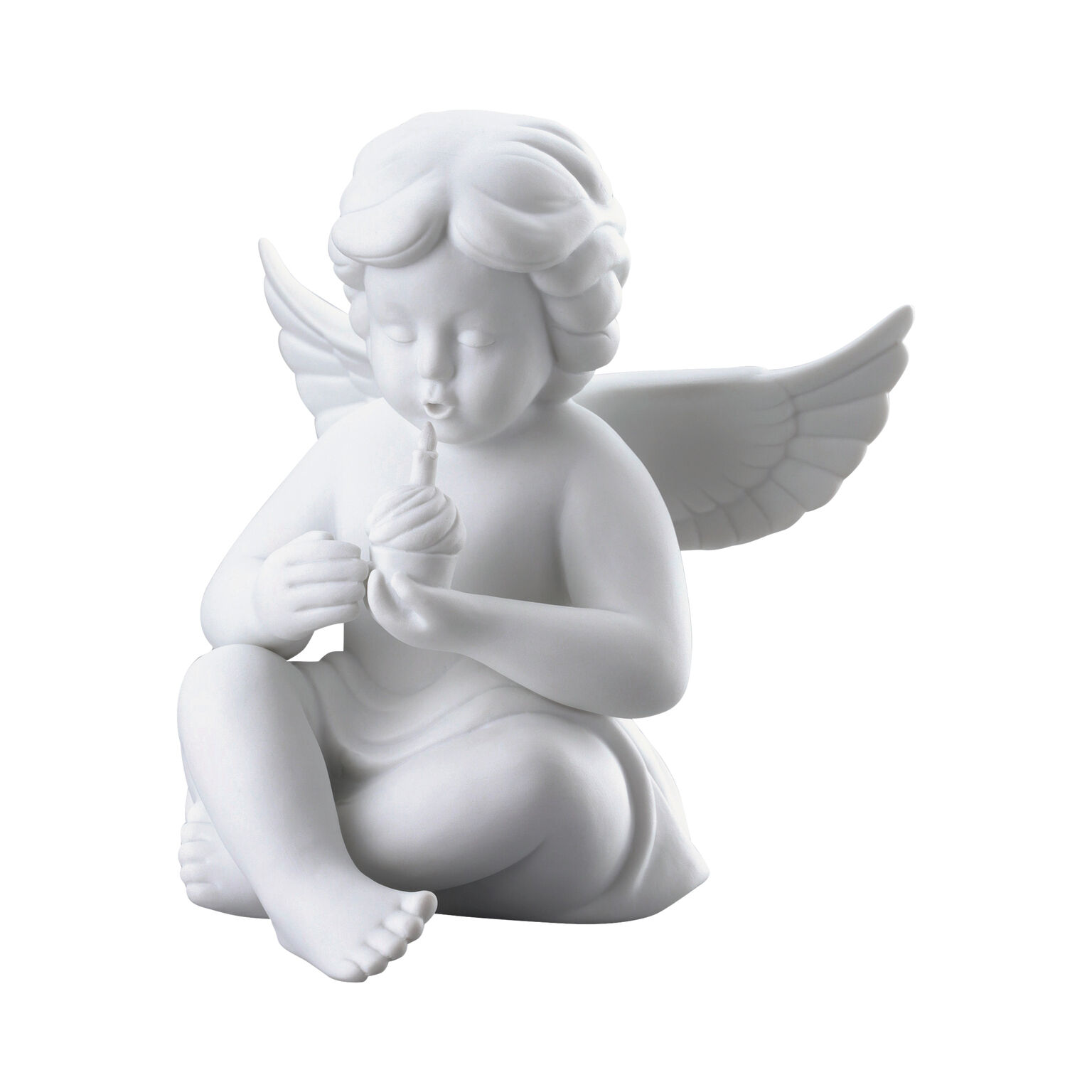 Angels Weiss matt Engel mit Geburtstagskuchen