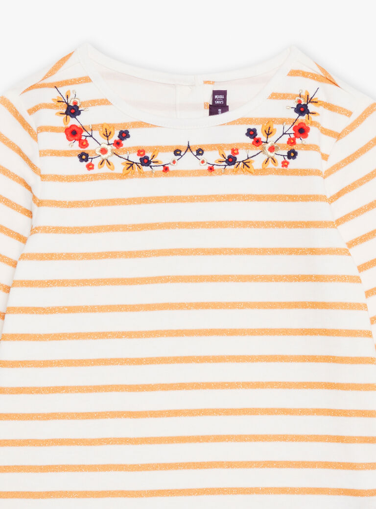 T-shirt jaune à imprimé à rayures