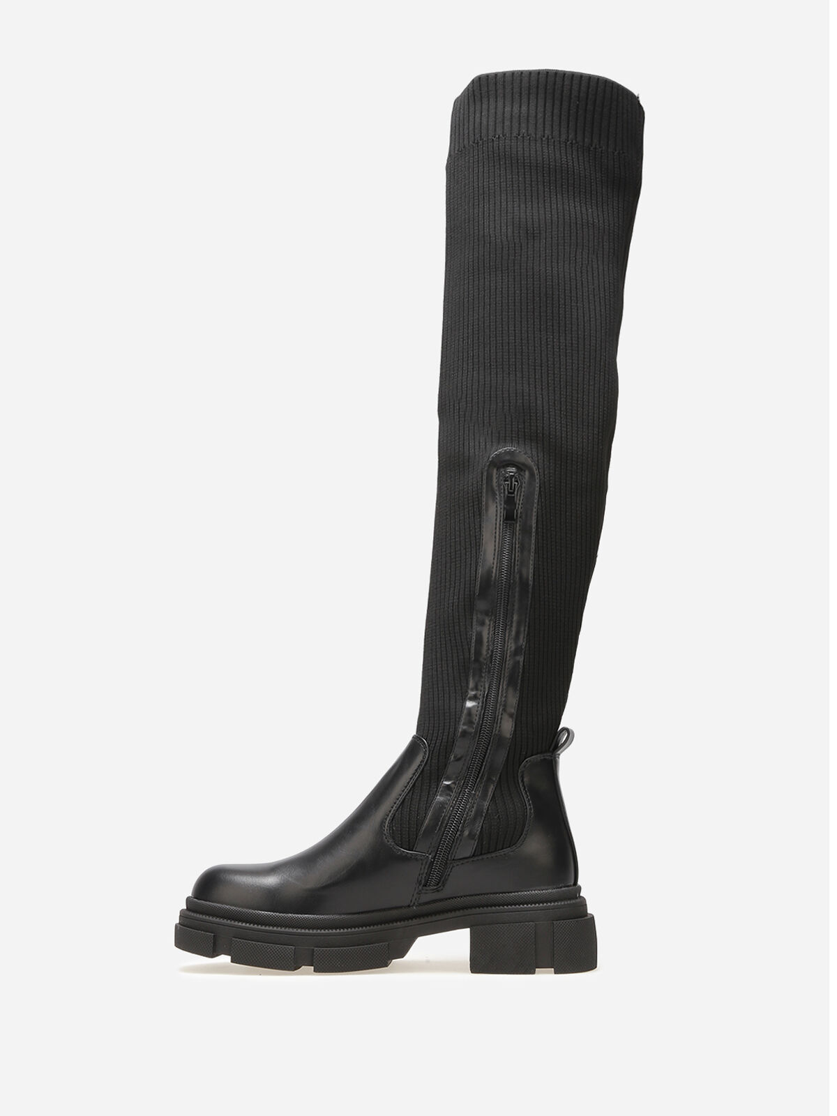 Cuissardes bi-matières à semelle chuncky- Noir