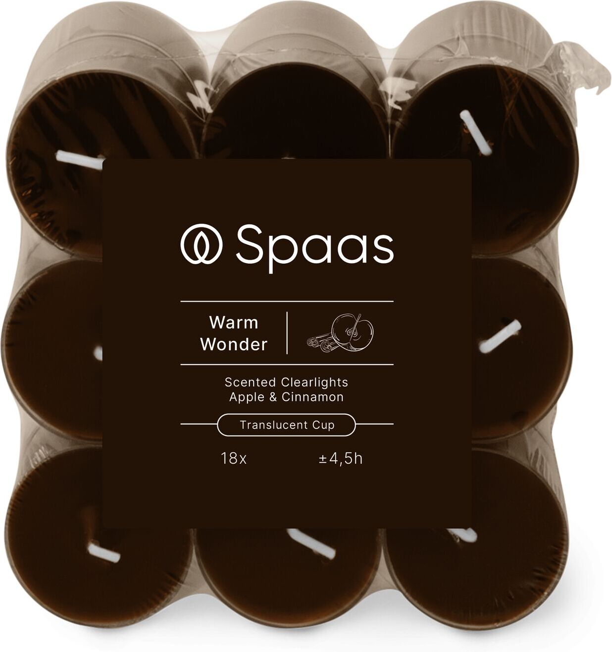 Spaas geurkaars Essential collection Warm Wonder bruin 4,5 uur D 3,5 H 1,6 cm 18 stuks