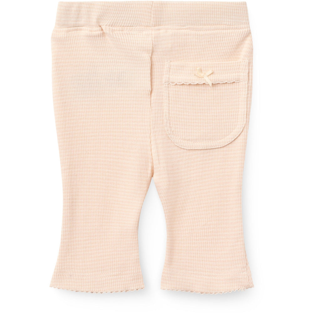 Køb COPENHAGEN COLORS Dusty Rose Stripe Stripe Modal Rib Flare Pant W. Picot & Sløjfe