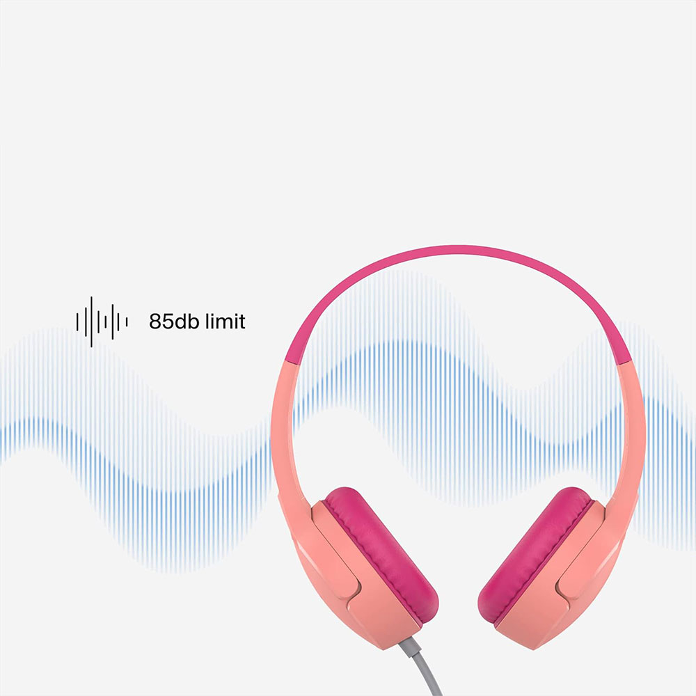 SoundForm Mini kabelgebundener On-Ear Kopfhörer mit Mikrofon   85dB Lautstärke-Begrenzung (AUD004BTPK) - Pink