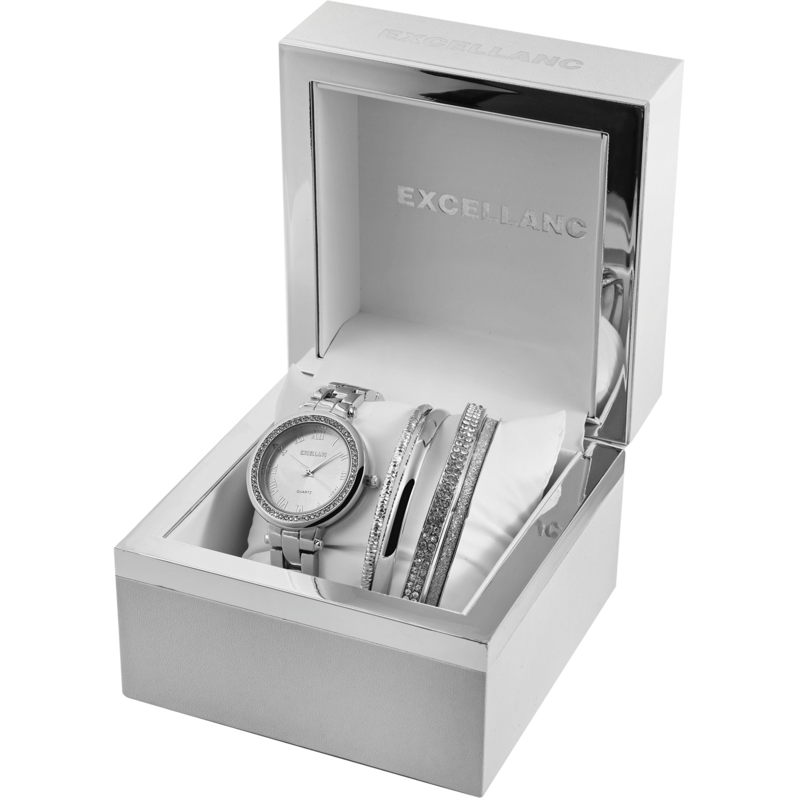 Excellanc Damenuhr mit Armreifen silber