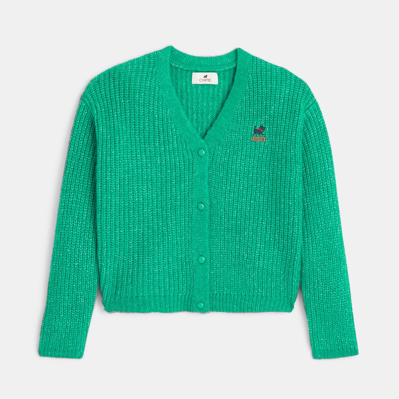Cardigan vert en maille fille Chipie