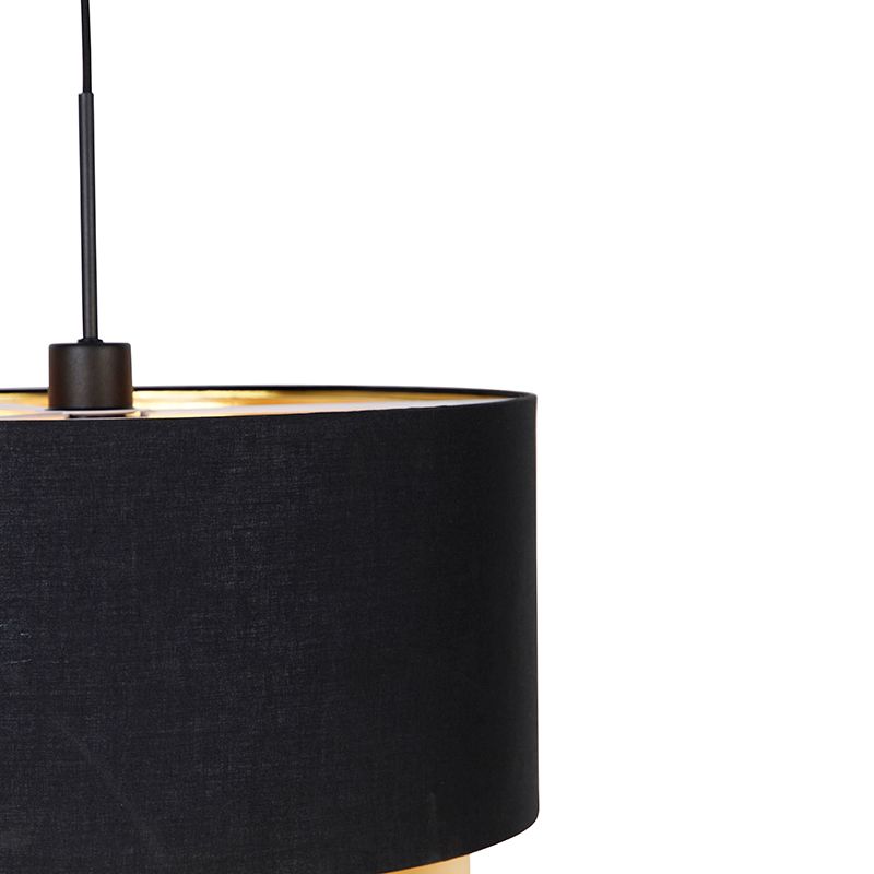 Moderne hanglamp zwart met goud 47 cm duo kap - Combi