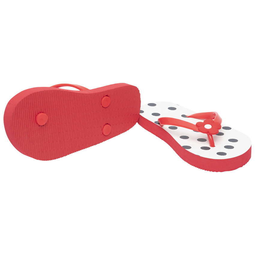 Tongs imprimé pois à badge fleur pour fille avec lanière selon l'âge