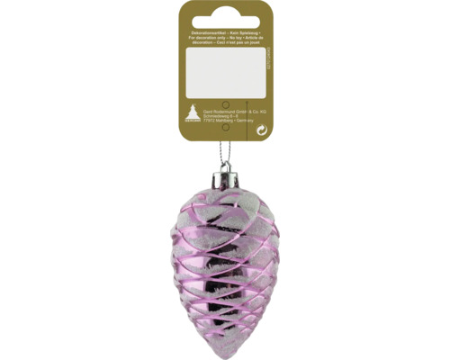 Kerstdecoratie hangende dennenappel 9 cm roze