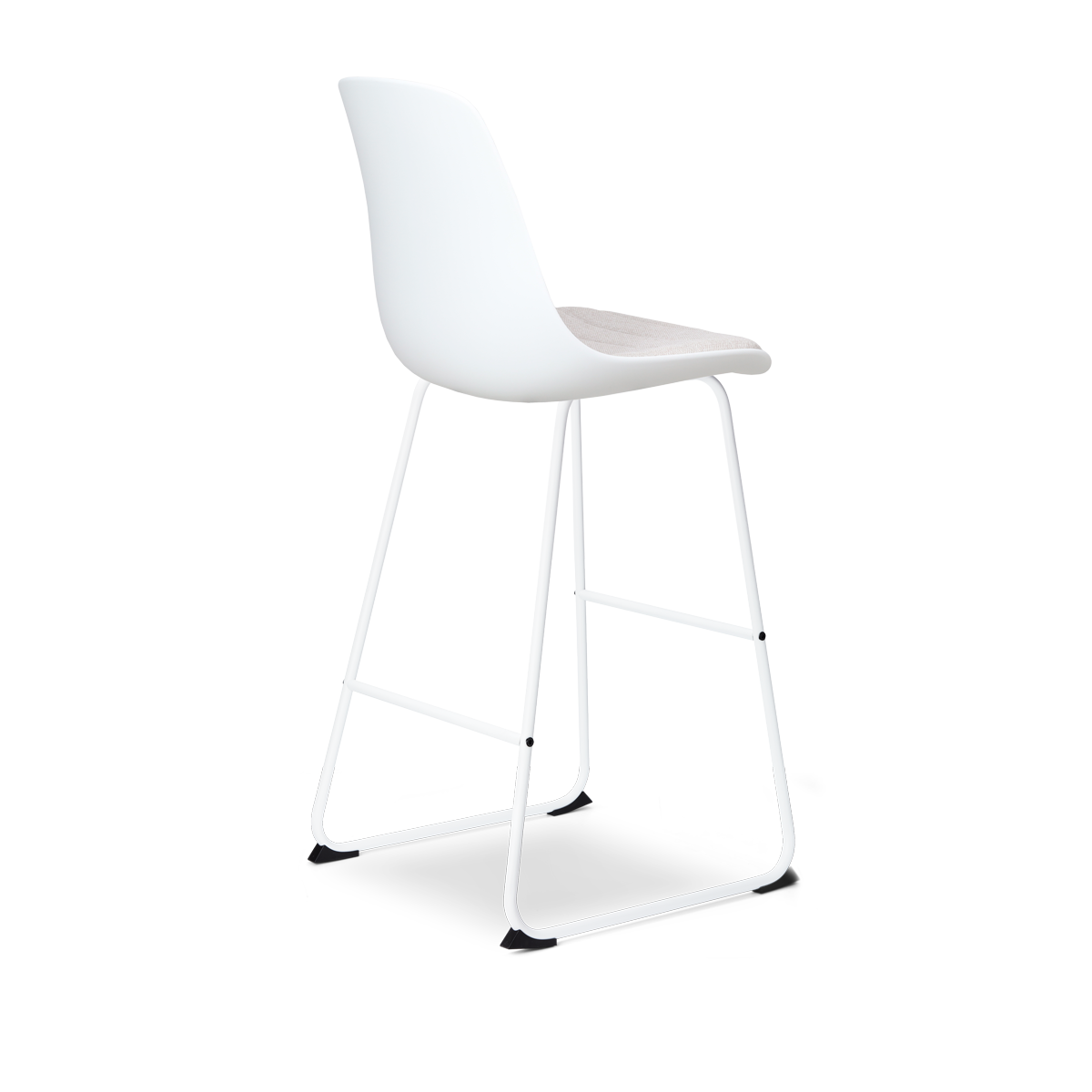 Nino-Liv barkruk wit met beige zitkussen - wit onderstel - 75 cm