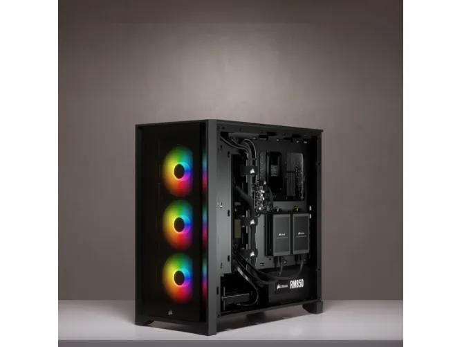 CORSAIR | iCUE 4000X RGB – Miditower - ATX - ingen strømforsyning - Sort - USB/Lyd