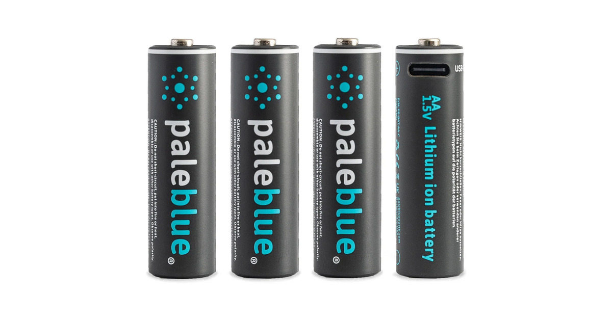 PaleblueAA (USB-C) Oplaadbare batterij, 4 stuks  (Zwart)