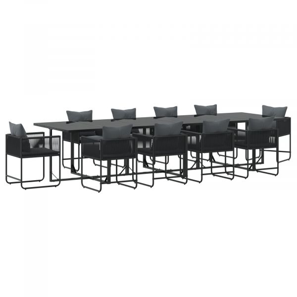 Conjunto de Jantar Ao Ar Livre vidaXL Conjunto de 11 Cinza Escuro - 1680503167