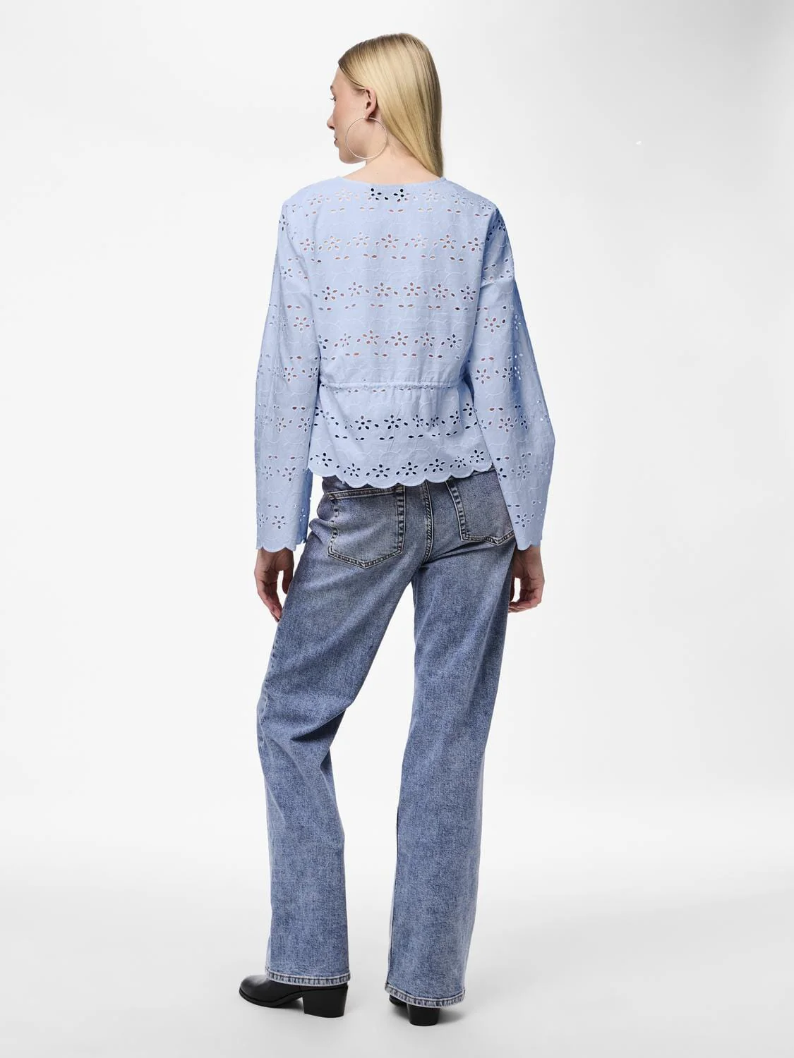 Pieces Pcarmorine Ls Embroderi Tie Top 4551465 blue bell