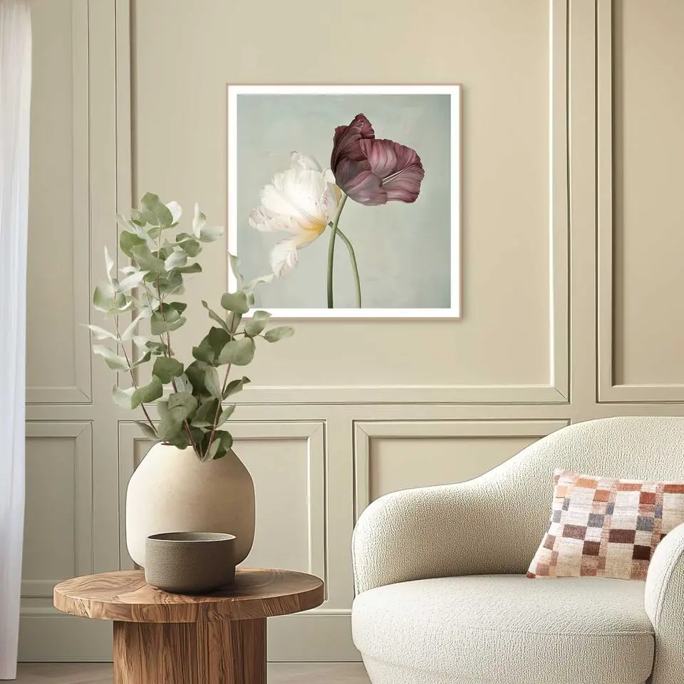 Schilderij Tulips - 50x50cm - Groen