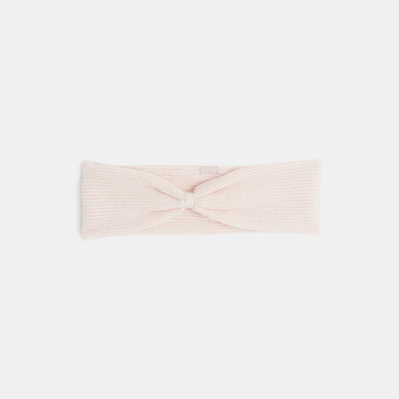 Bandeau maille côtelée rose naissance Rose