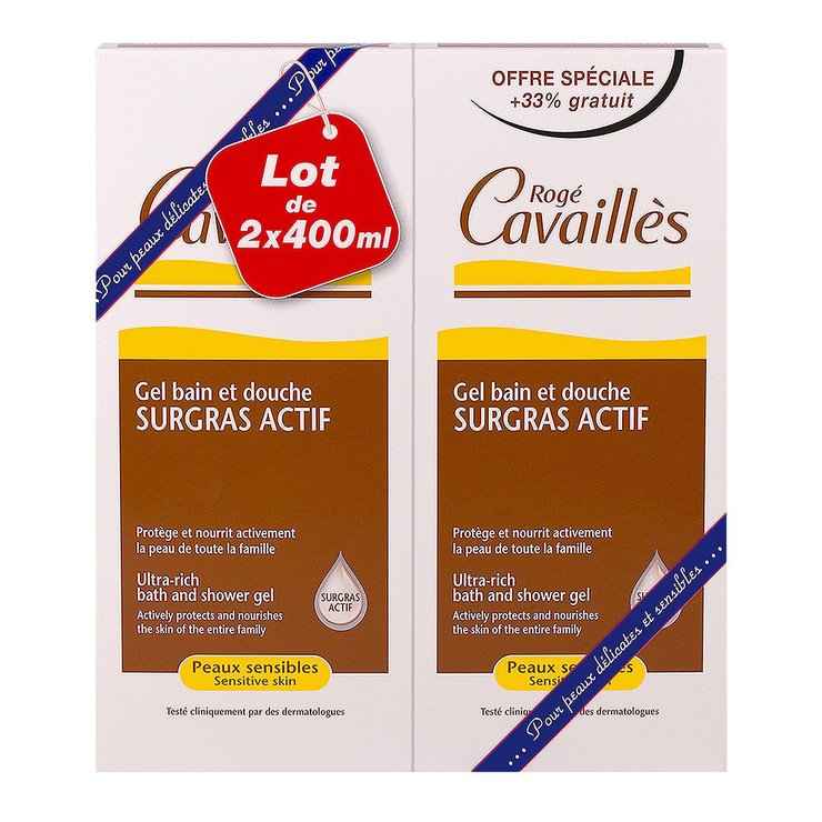 Gel bain & douche surgras actif 300+100ml offert (lot de 2)