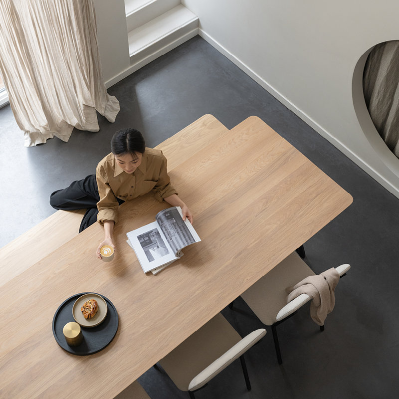 Studio HENK tafel Slim X-type Rechthoekig - wit frame, hardwax light 3041 220 x 90 cm | HWO NL 3041 | Verjongde Rand | Frame Wit