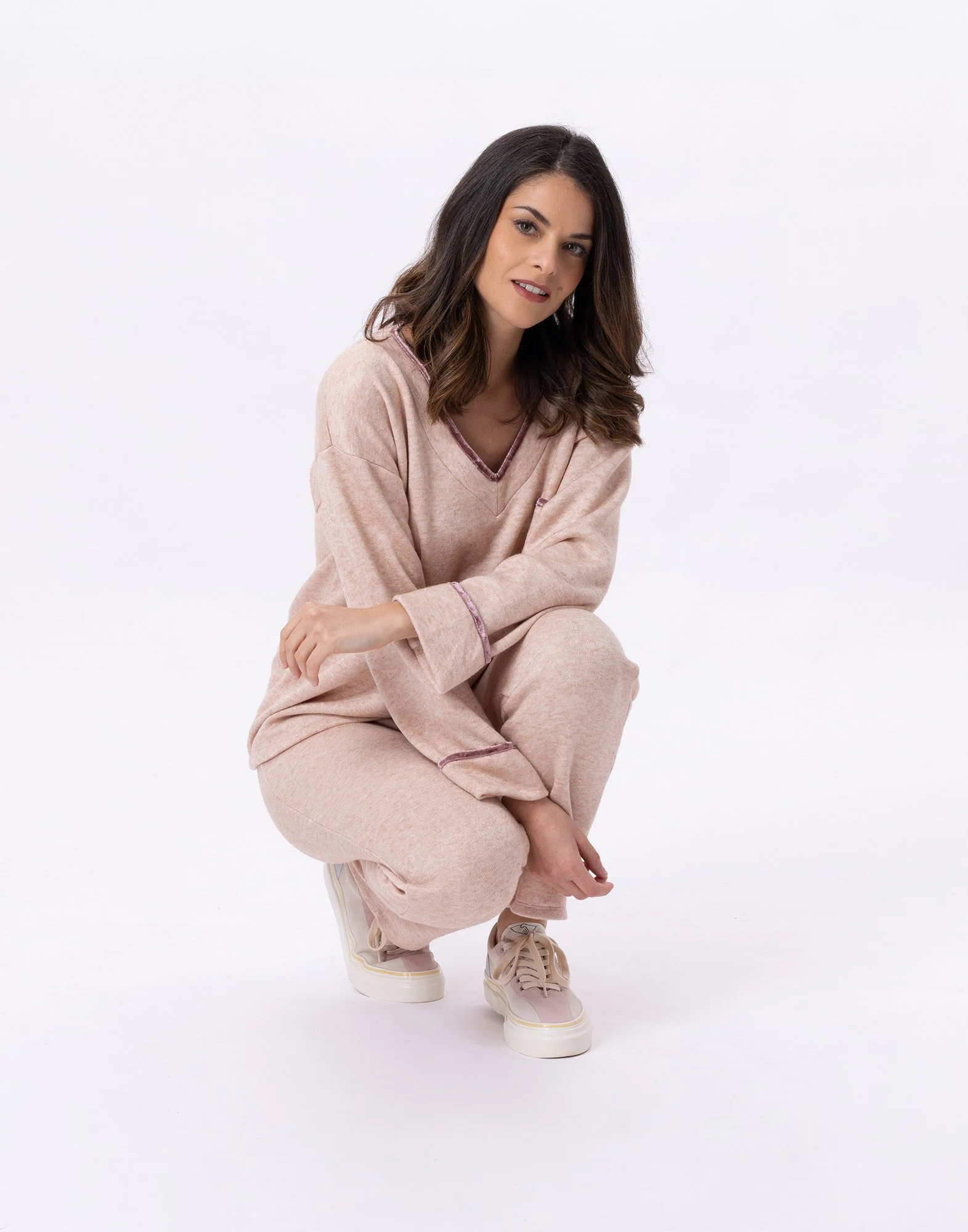 ALPAGA 802 - Jogging en maille tricot | Beige