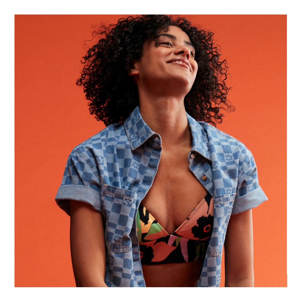 Roxy COLOR JAM - Haut de maillot de bain Femme anthracite flower ja